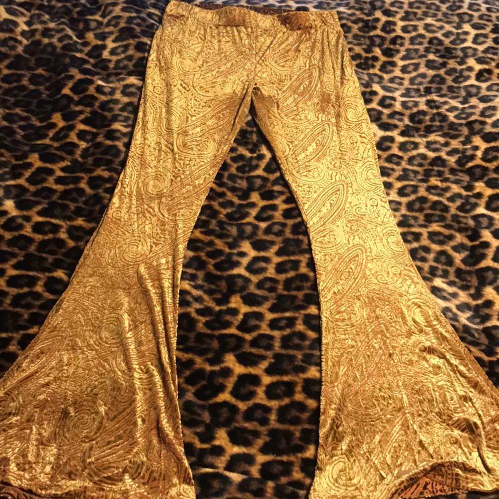 Gold bell bottom pants